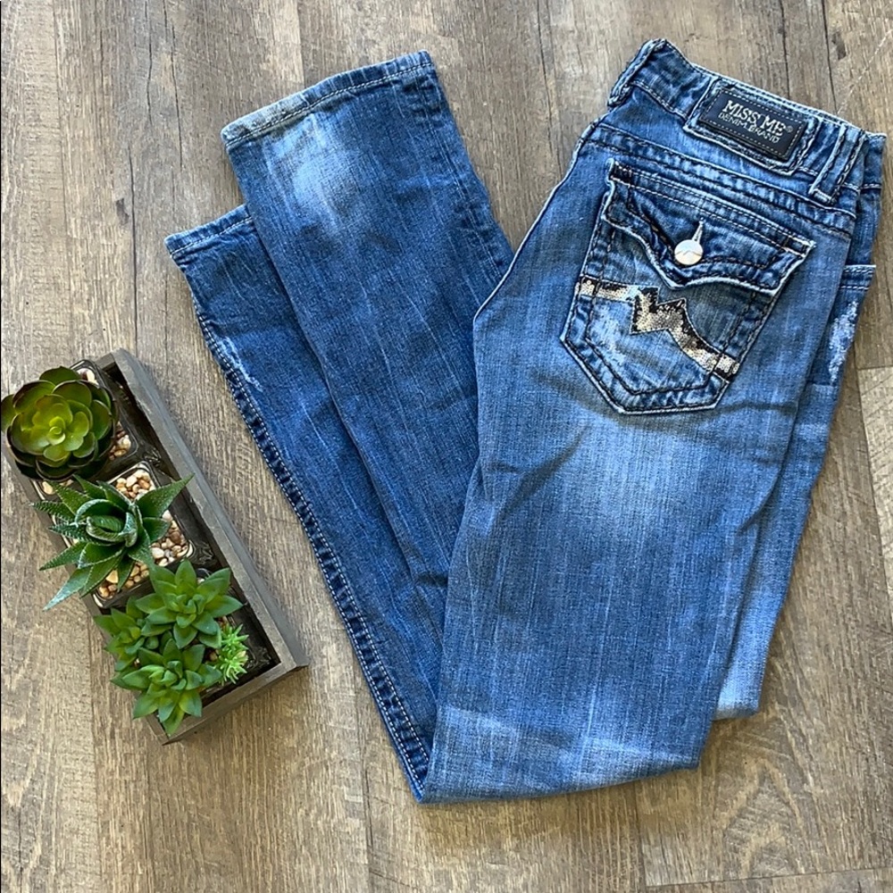 Miss Me Straight Leg Bling Pocket Jeans - size 28
